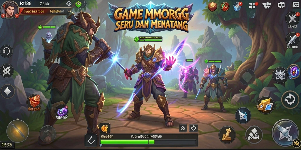 Screenshot gameplay RI188 menampilkan pertarungan epik di dunia MMORPG.