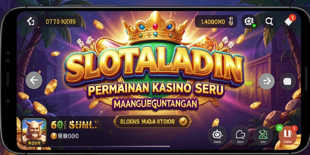 Menampilkan gameplay seru dari SLOTALADIN dengan berbagai mesin slot.