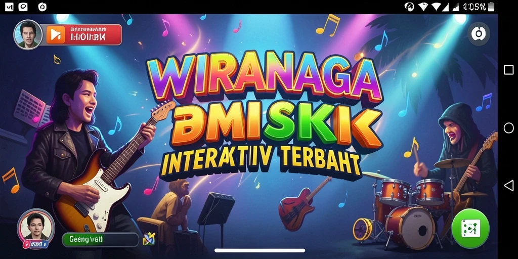 Tangkapan layar utama WIRANAGA menampilkan gameplay musik yang seru.
